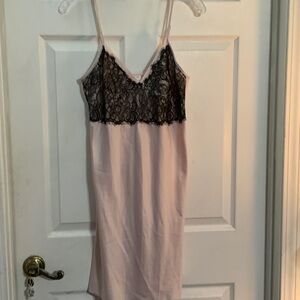 Elegant Pink and Black Lace Chemise